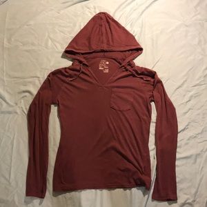 On The Byas Mens Small V-Neck Hoodie Red